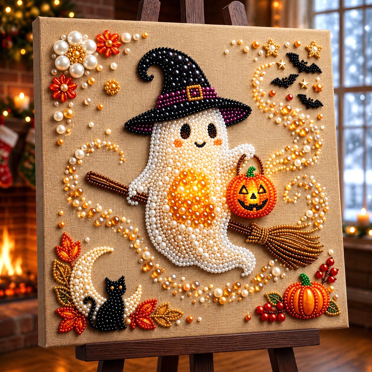 🔥 EARLY HALLOWEEN SALE 49% OFF - Halloween Ghost DIY Diamond Pearl Art Kit GFTOMA14238