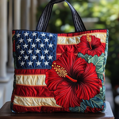 Patriotic Hibiscus Quilted Tote Bag GFTOMA1430