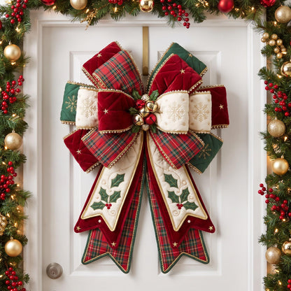 Christmas Bow Custom Shape Quilted Door Hanger GFTOMA14364