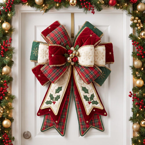 Christmas Bow Custom Shape Quilted Door Hanger GFTOMA14364