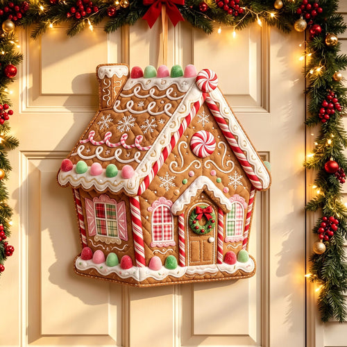 Gingerbread Cottage Custom Shape Quilted Door Hanger GFTOMA14365
