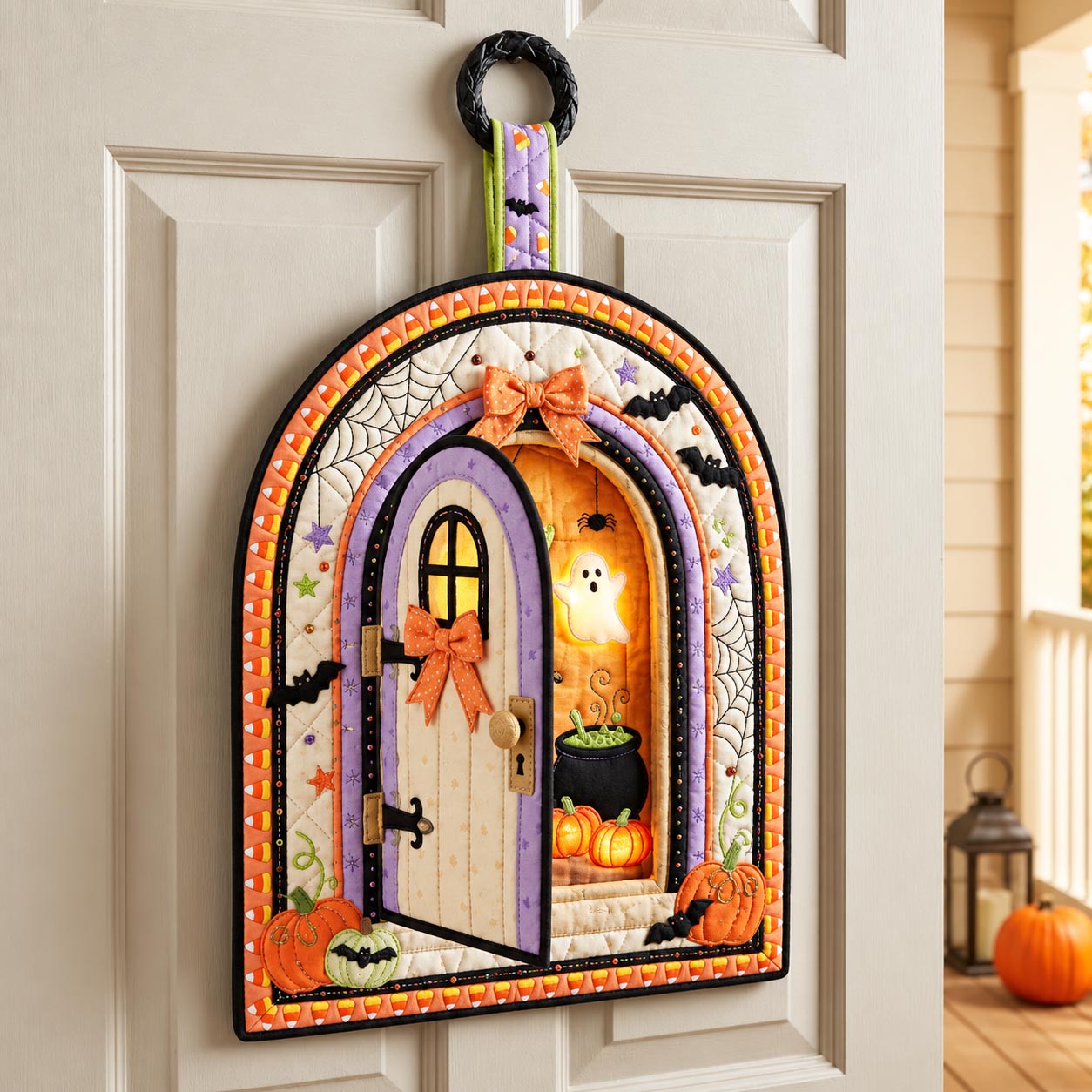 Haunted Pumpkin Custom Shape Quilted Door Hanger GFTOMA14389