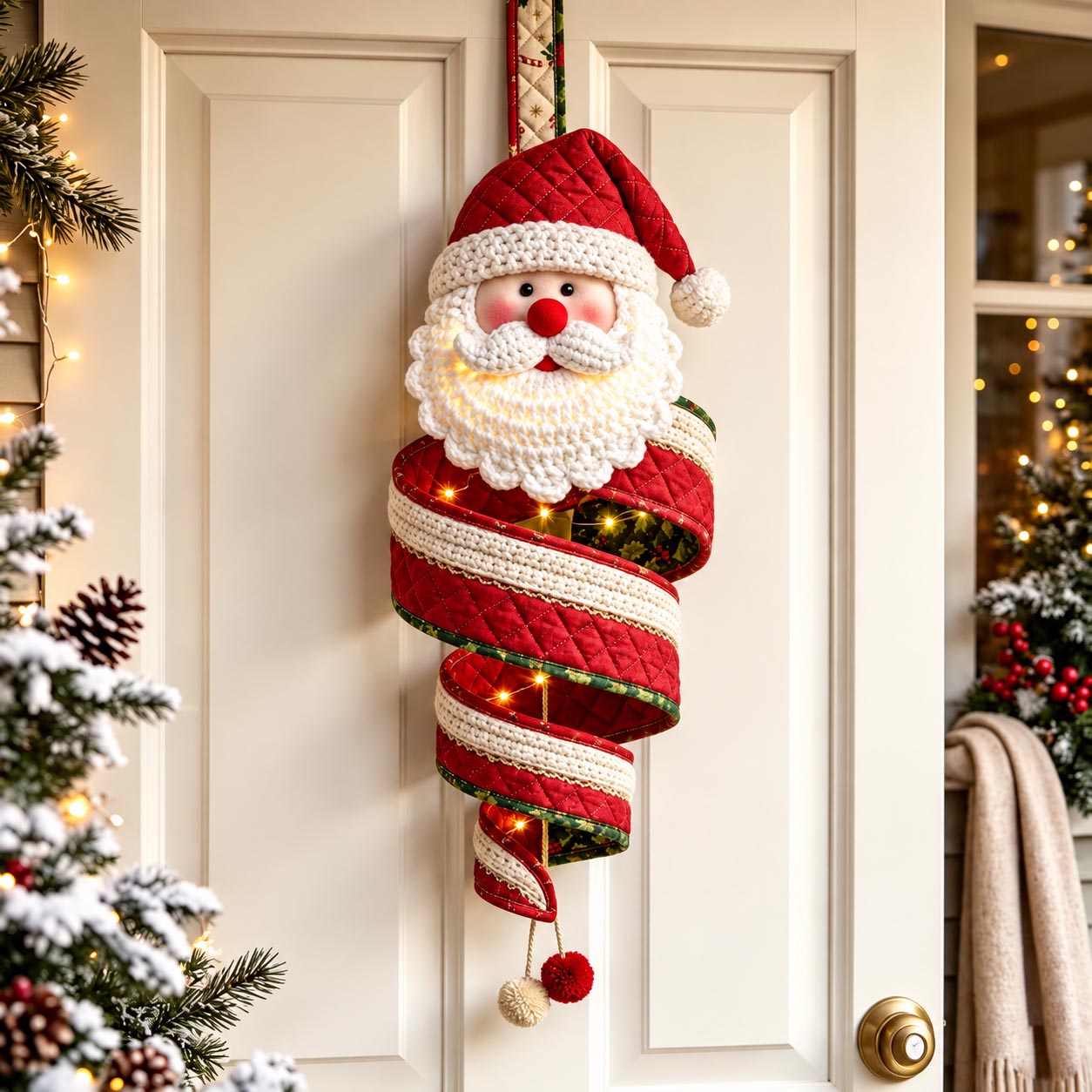Santa Candy Cane Custom Shape Quilted Door Hanger GFTOMA14398