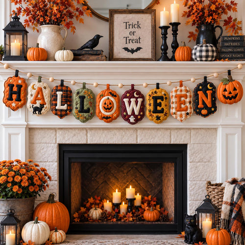 Halloween Pumpkin Letter Custom Shape Quilted Garland GFTOMA14452