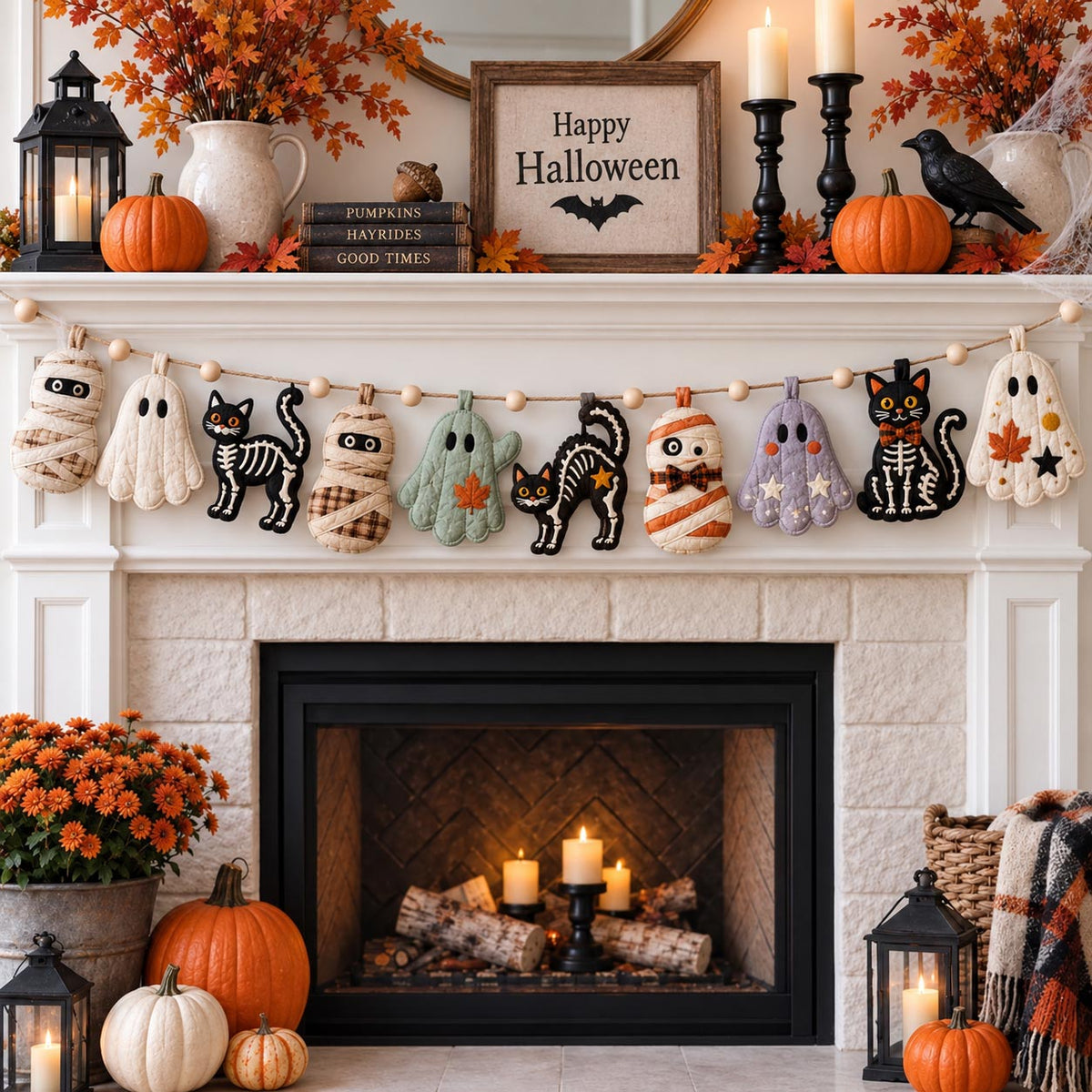 Halloween Monster Parade Custom Shape Quilted Garland GFTOMA14453