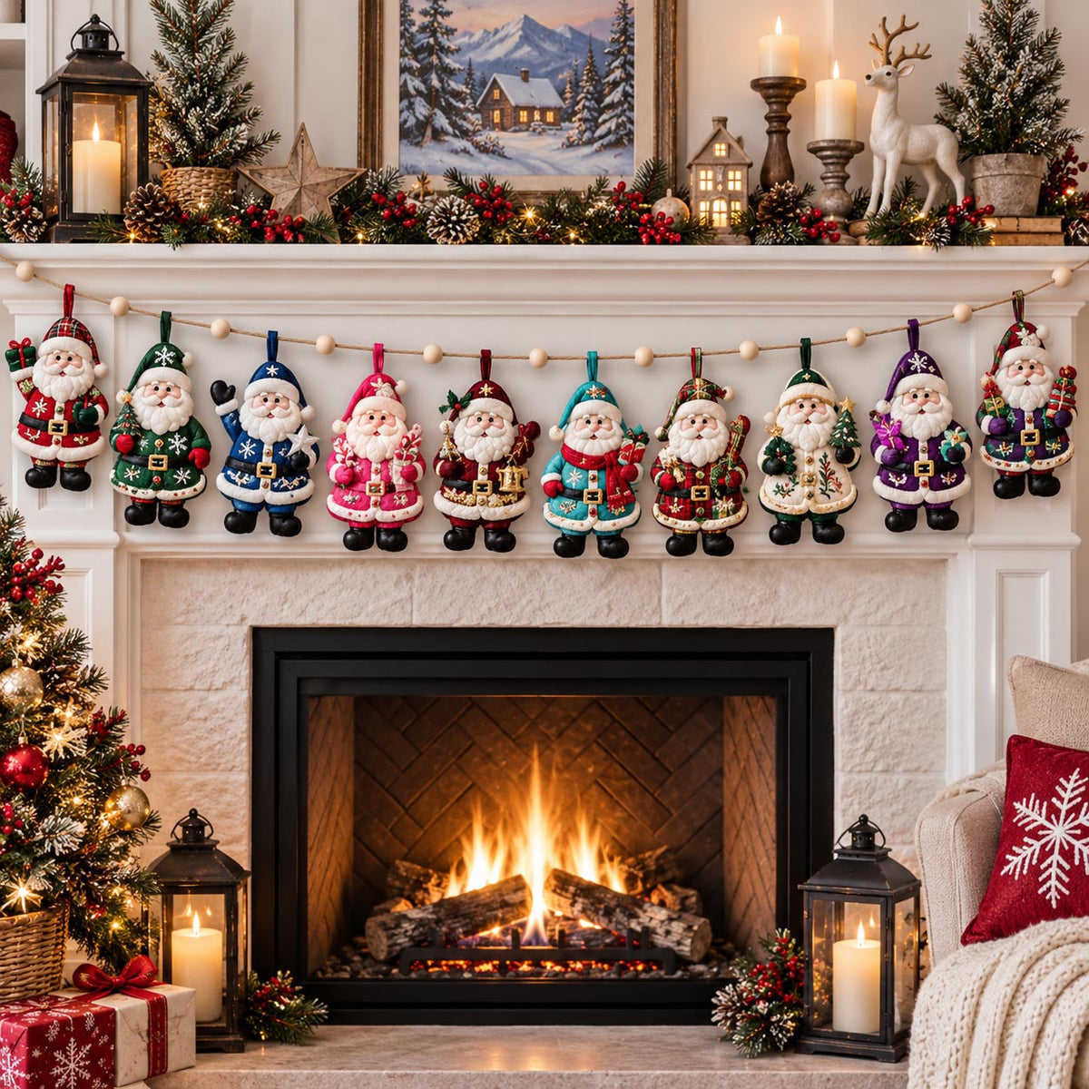 Christmas Santa Custom Shape Quilted Garland GFTOMA14454
