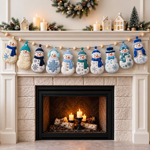 Winter Snowman Custom Shape Quilted Garland GFTOMA14459