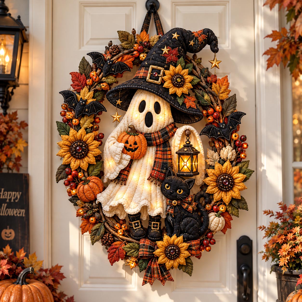 Witch Ghost Harvest Custom Shape Quilted Door Hanger GFTOMA14462
