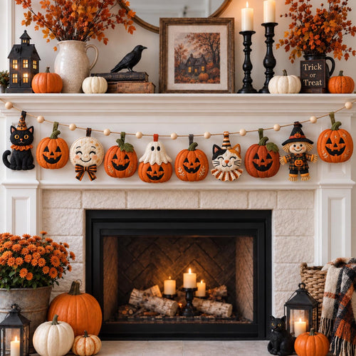 Jack O Lantern Parade Custom Shape Quilted Garland GFTOMA14487