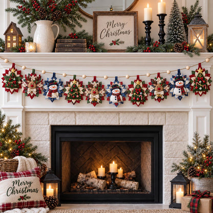 Christmas Snowflake Parade Custom Shape Quilted Garland GFTOMA14490