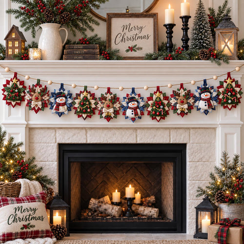 Christmas Snowflake Parade Custom Shape Quilted Garland GFTOMA14490