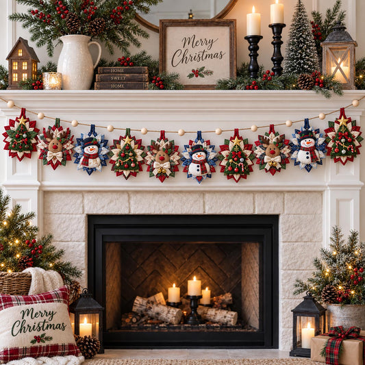 Christmas Snowflake Parade Custom Shape Quilted Garland GFTOMA14490