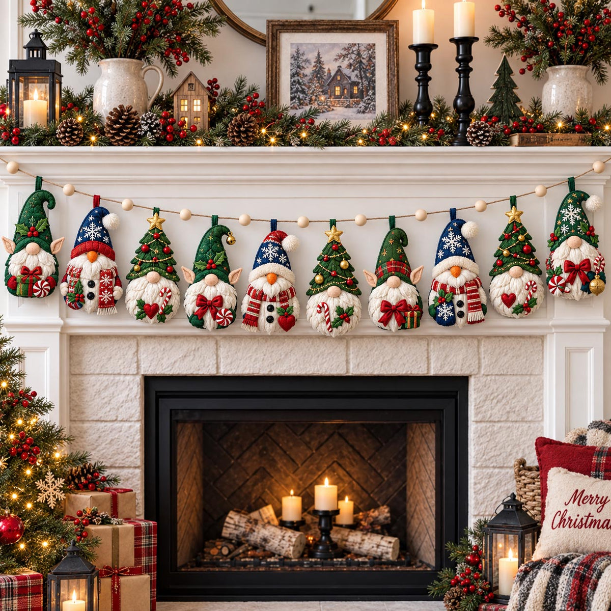 Christmas Snowman Custom Shape Quilted Garland GFTOMA14491