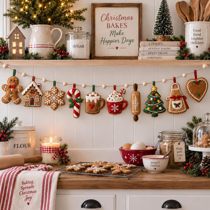 Gingerbread Christmas Custom Shape Quilted Garland GFTOMA14494