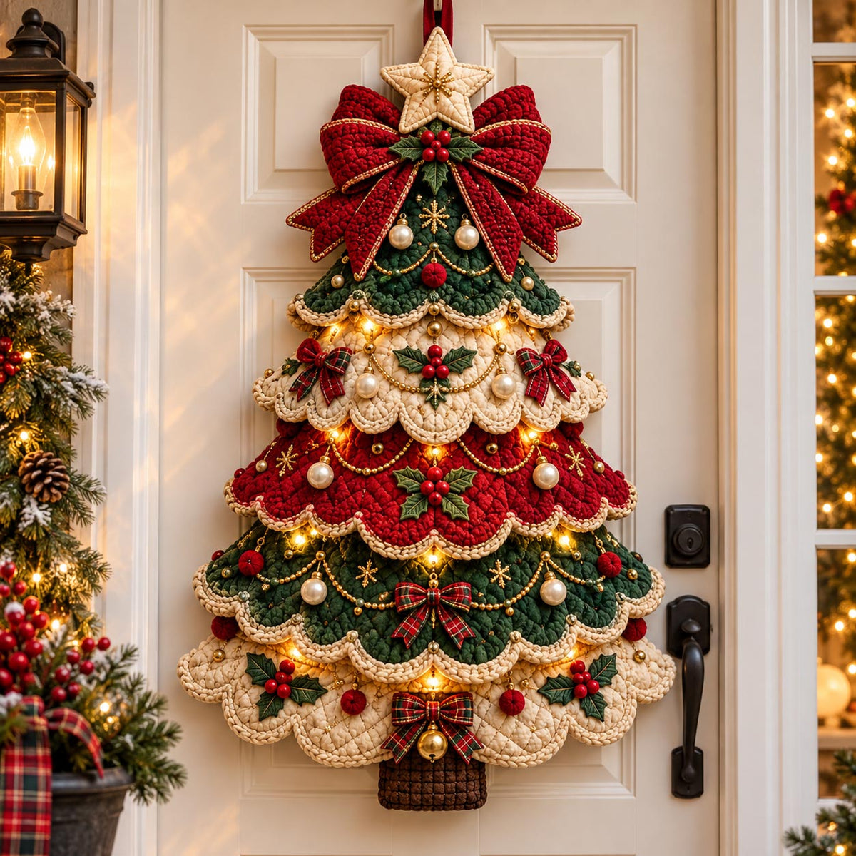 Christmas Tree Bow Custom Shape Quilted Door Hanger GFTOMA14502