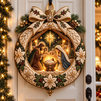 Nativity Christmas Custom Shape Quilted Door Hanger GFTOMA14504