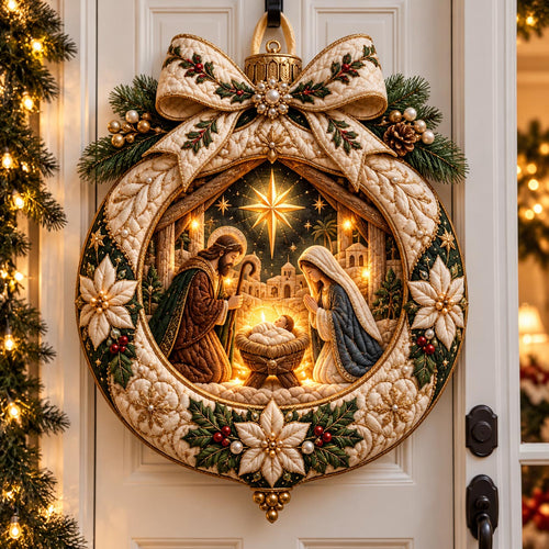 Nativity Christmas Custom Shape Quilted Door Hanger GFTOMA14504