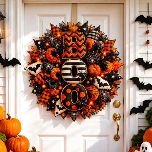Jack O Lantern Wreath Custom Shape Quilted Door Hanger GFTOMA14512
