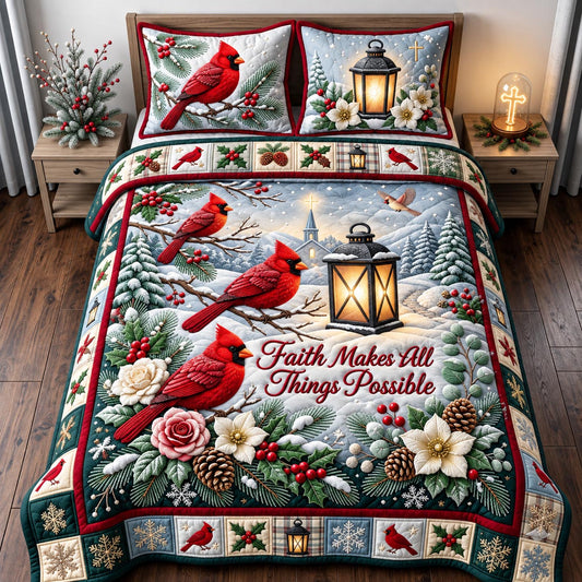 Cardinal Faith Garden 3-Piece Quilted Bedding Set GFTOMA14554