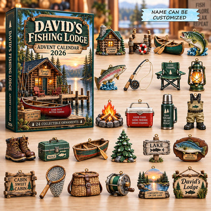 Personalized Fishing Lodge Advent Calendar 2026 QTCUZ GFTOMA14636