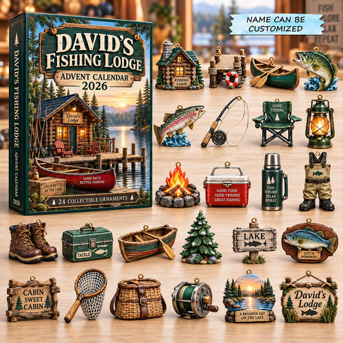 Personalized Fishing Lodge Advent Calendar 2026 QTCUZ GFTOMA14636