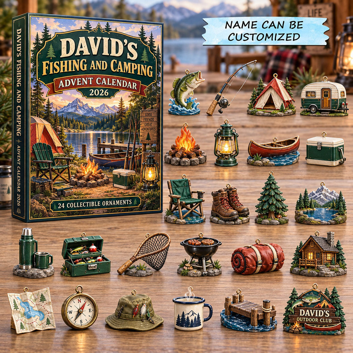 Personalized Fishing Camping Advent Calendar 2026 QTCUZ GFTOMA14640