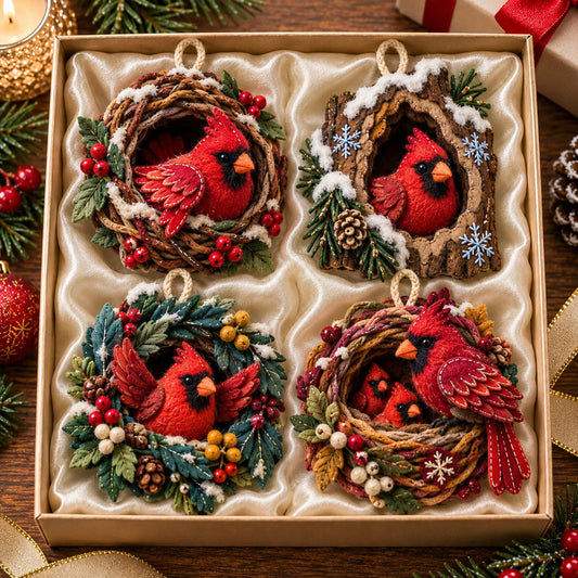 Cardinal Wreath Felt Ornament Gift Set GFTOMA14701