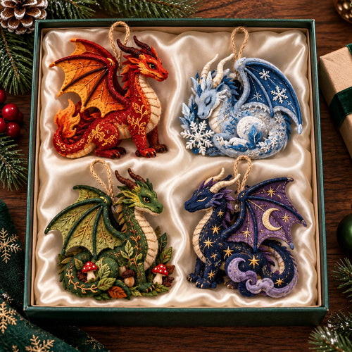 Elemental Dragon Felt Ornament Gift Set GFTOMA14707