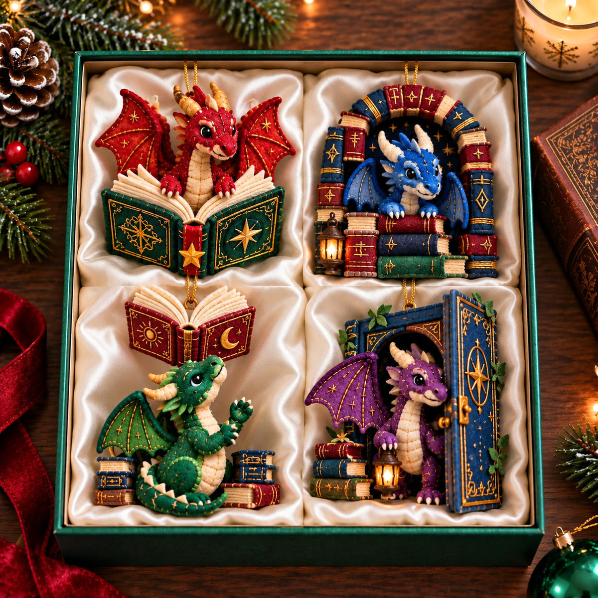 Book Dragon Felt Ornament Gift Set GFTOMA14708