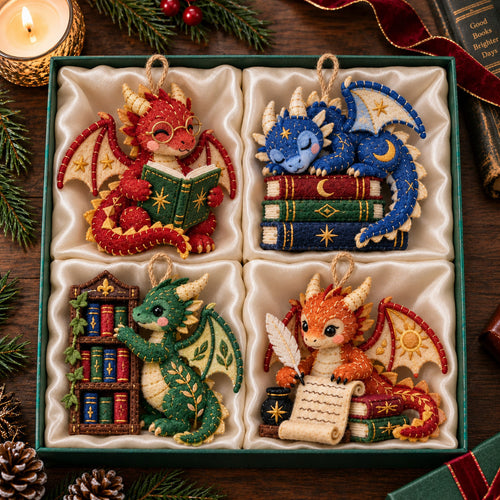 Reading Dragon Felt Ornament Gift Set GFTOMA14709