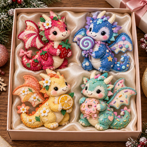 Pastel Dragon Felt Ornament Gift Set GFTOMA14711