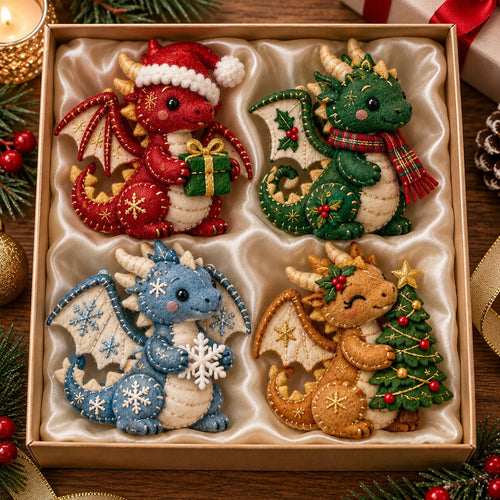 Christmas Dragon Felt Ornament Gift Set GFTOMA14712