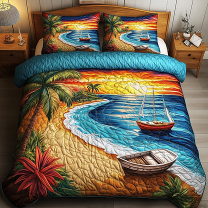 Tropical Beach 3-Piece Quilted Bedding Set GFTOMA1477