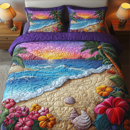 Tropical Beach 3-Piece Quilted Bedding Set GFTOMA1478