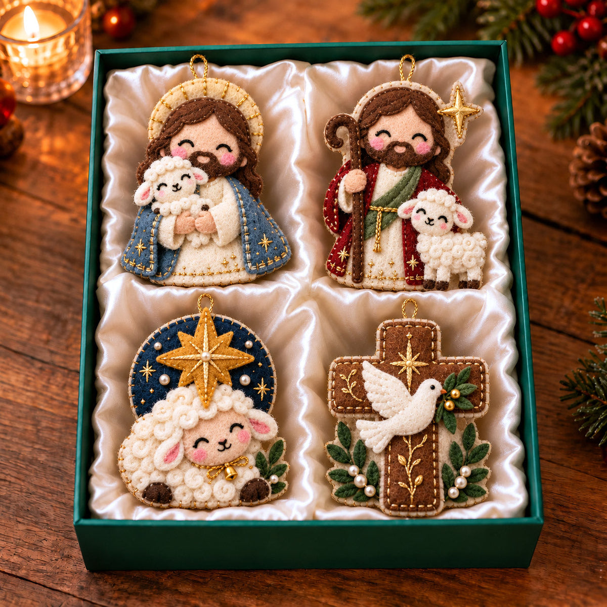 Jesus Lamb Felt Ornament Gift Set GFTOMA14785