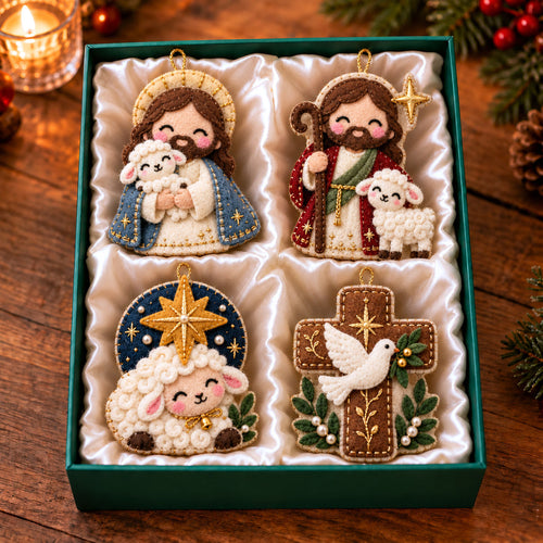 Jesus Lamb Felt Ornament Gift Set GFTOMA14785