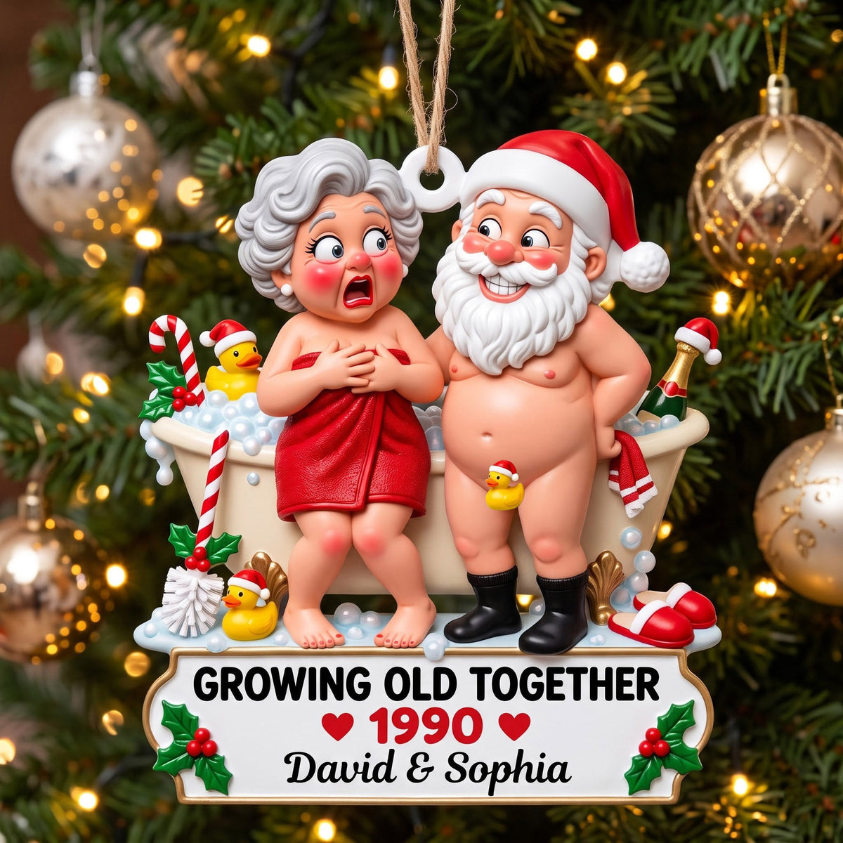 Personalized Santa Couple Christmas Mica Ornament QTCUZ GFTOMA14807