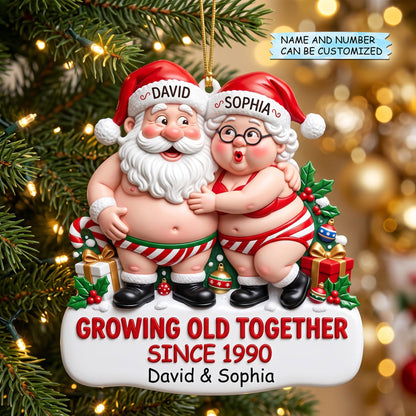 Personalized Santa Couple Christmas Mica Ornament QTCUZ GFTOMA14807