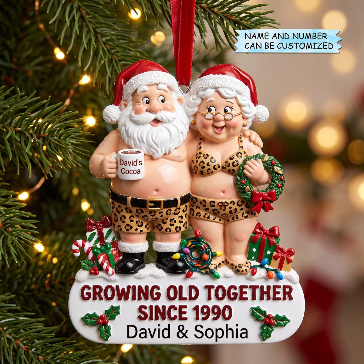Personalized Santa Couple Christmas Mica Ornament QTCUZ GFTOMA14807