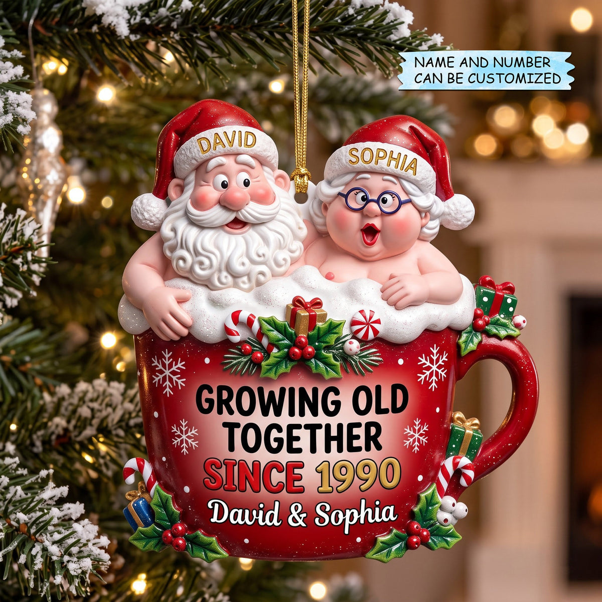 Personalized Santa Couple Christmas Mica Ornament QTCUZ GFTOMA14807