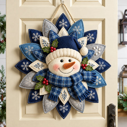Snowman Bloom Custom Shape Felt Door Hanger GFTOMA14839