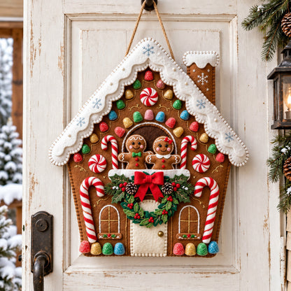 Gingerbread House Custom Shape Felt Door Hanger GFTOMA14842