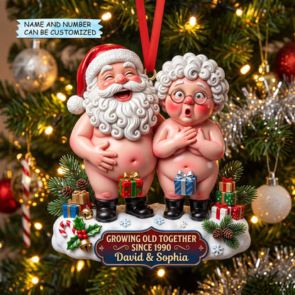 Personalized Santa Couple Christmas Mica Ornament QTCUZ GFTOMA14892