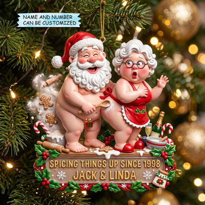 Personalized Santa Couple Christmas Mica Ornament QTCUZ GFTOMA14892