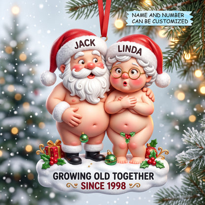 Personalized Santa Couple Christmas Mica Ornament QTCUZ GFTOMA14892