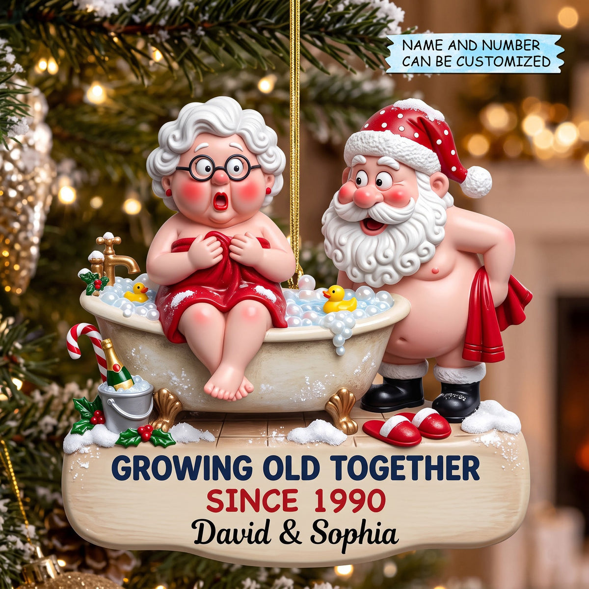 Personalized Santa Couple Christmas Mica Ornament QTCUZ GFTOMA14892