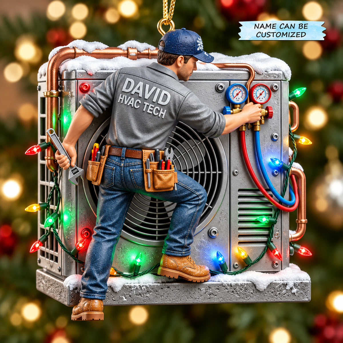 Personalized HVAC Technician Christmas Mica Ornament QTCUZ GFTOMA14900