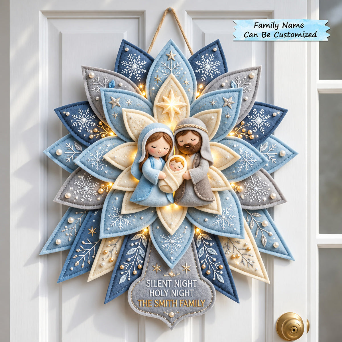 Winter Nativity Custom Shape Felt Door Hanger QTCUZ GFTOMA14905