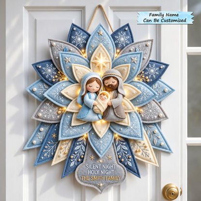 Winter Nativity Custom Shape Felt Door Hanger QTCUZ GFTOMA14905