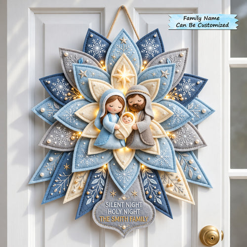 Winter Nativity Custom Shape Felt Door Hanger QTCUZ GFTOMA14905